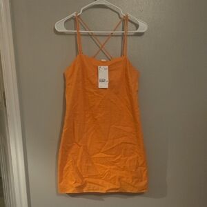H&M Orange Strappy Linen Mini Dress